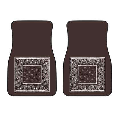 Dual Coffee Brown Bandana Car Mats - Minimal