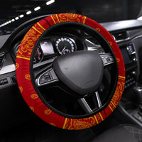 red and gold bandana car stereing cover