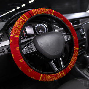 red and gold bandana car stereing cover