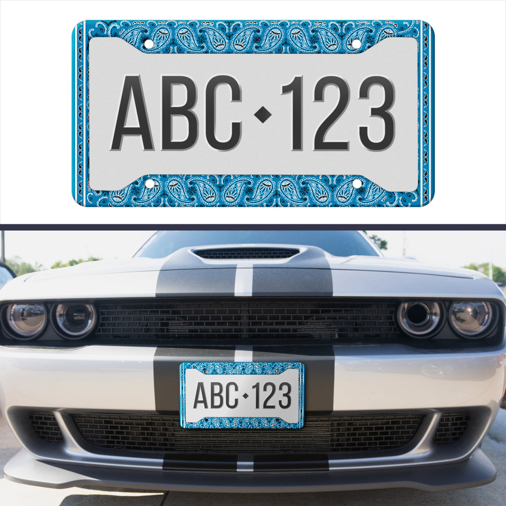 blue automotive car show license plate cover