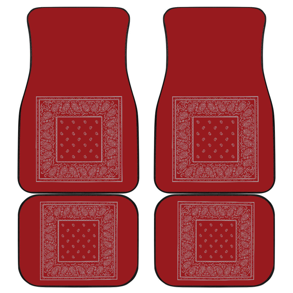 Quad Red and Gray Bandana Car Mats - Minimal