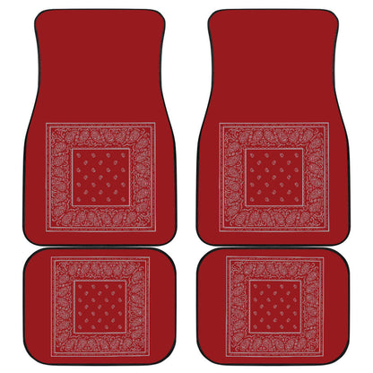 Quad Red and Gray Bandana Car Mats - Minimal