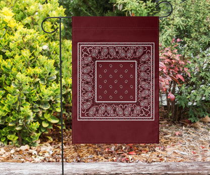 Burgundy Bandana Home and Garden Flags