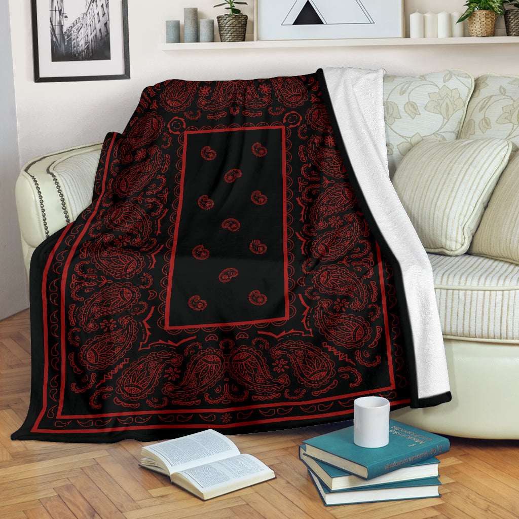 Black with Red Bandana Throw Blanket