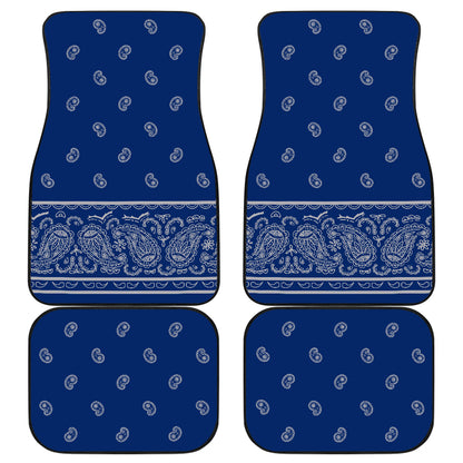 Quad Blue and Gray Bandana Car Mats - Fancy