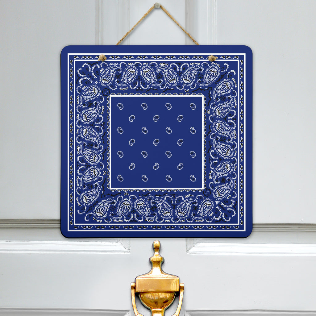 royal blue bandana door sign