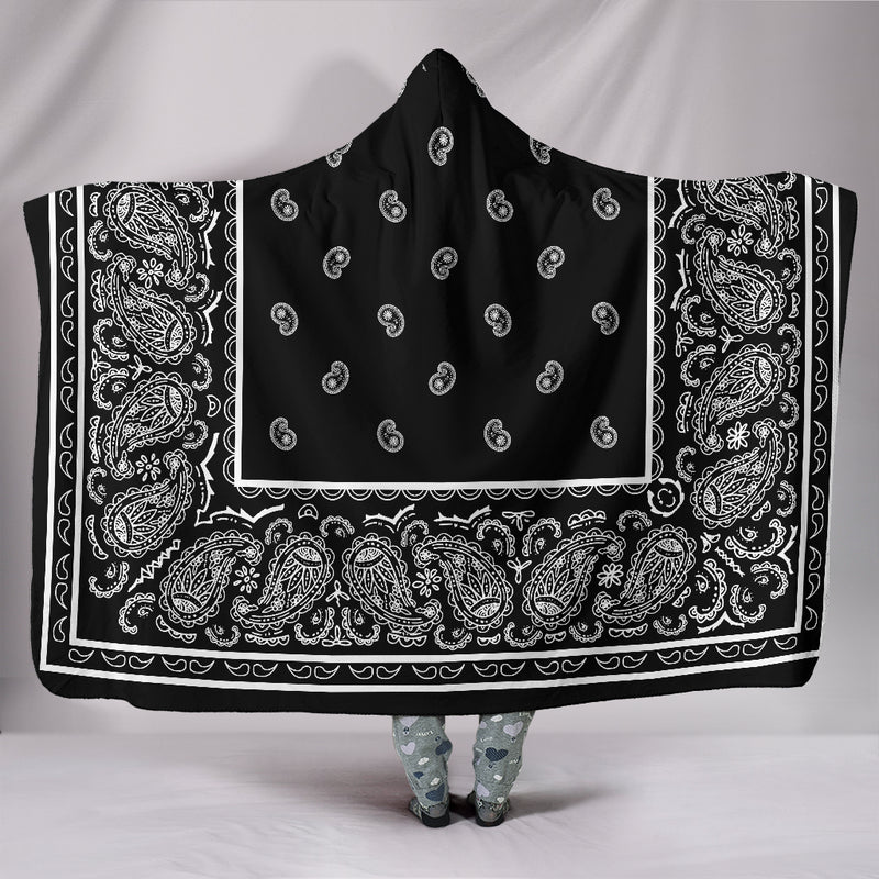 Black Bandana Hooded Blanket