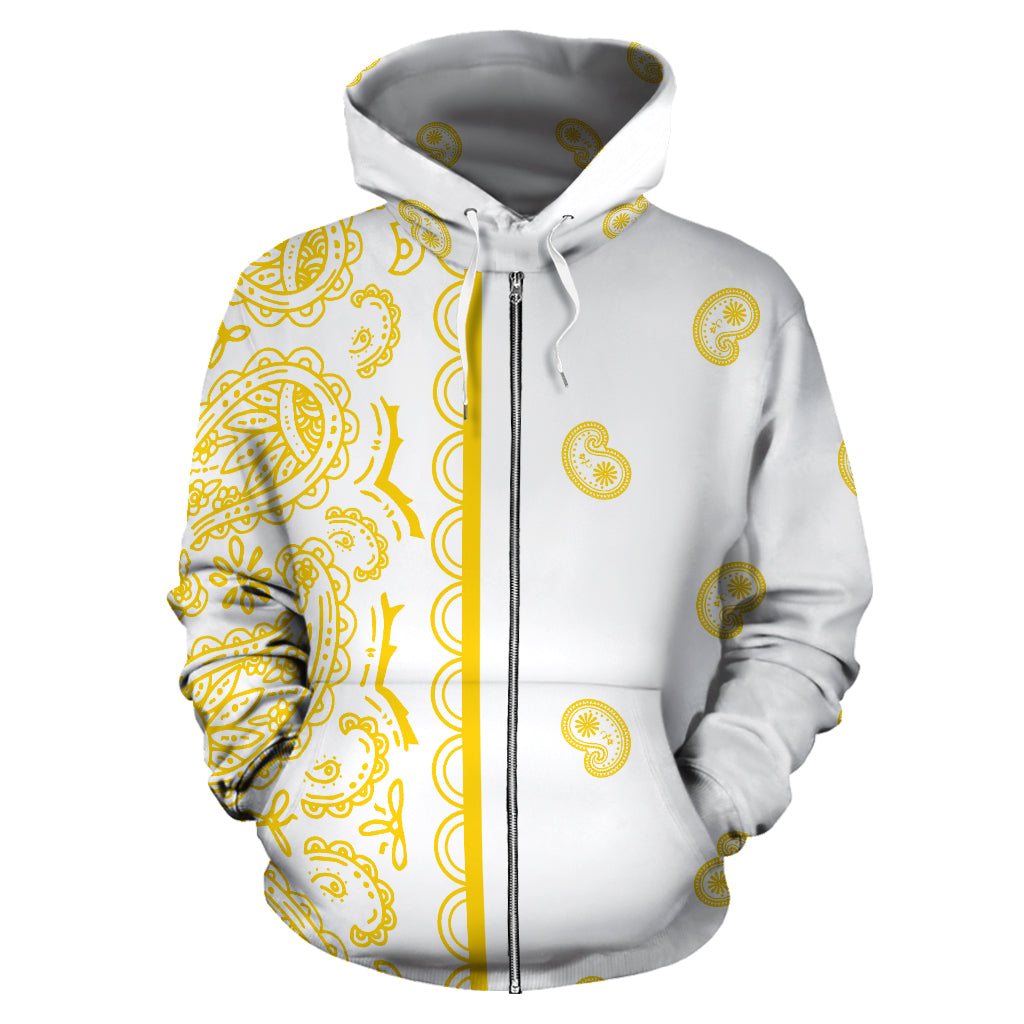 white and yellow bandana hoodie
