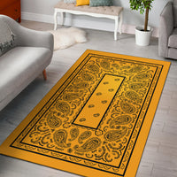 Gold and Black Bandana Area Rugs - Fitted