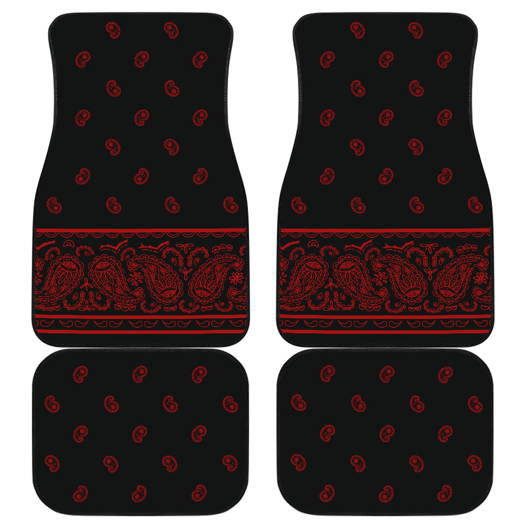 Quad Black and Red Bandana Car Mats - Fancy