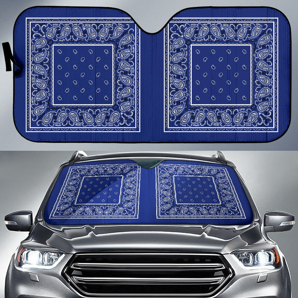 royal blue bandanas muscle car window shades