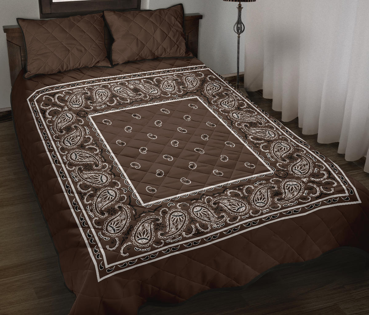 Quilt Set - Coffee Brown Bandana Quilt w/Shams