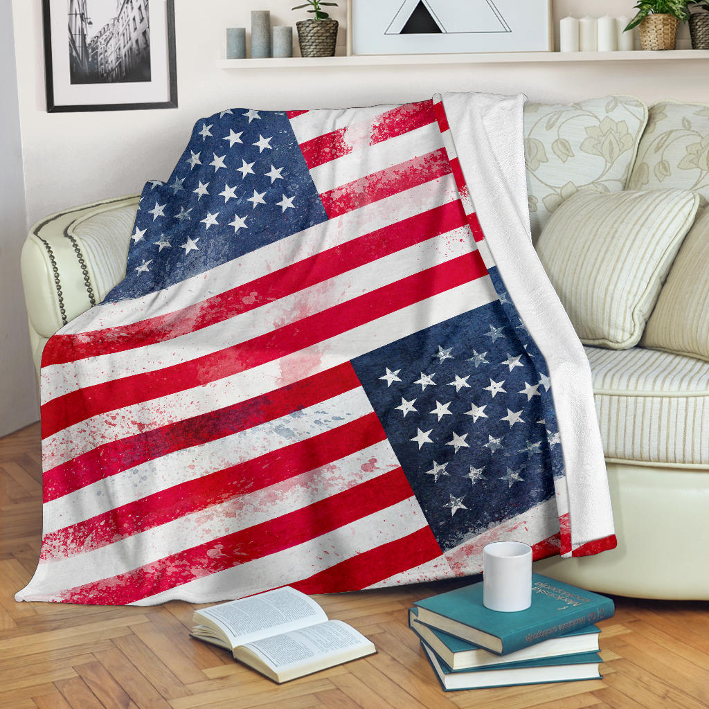American Flag Fleece Throw Blanket