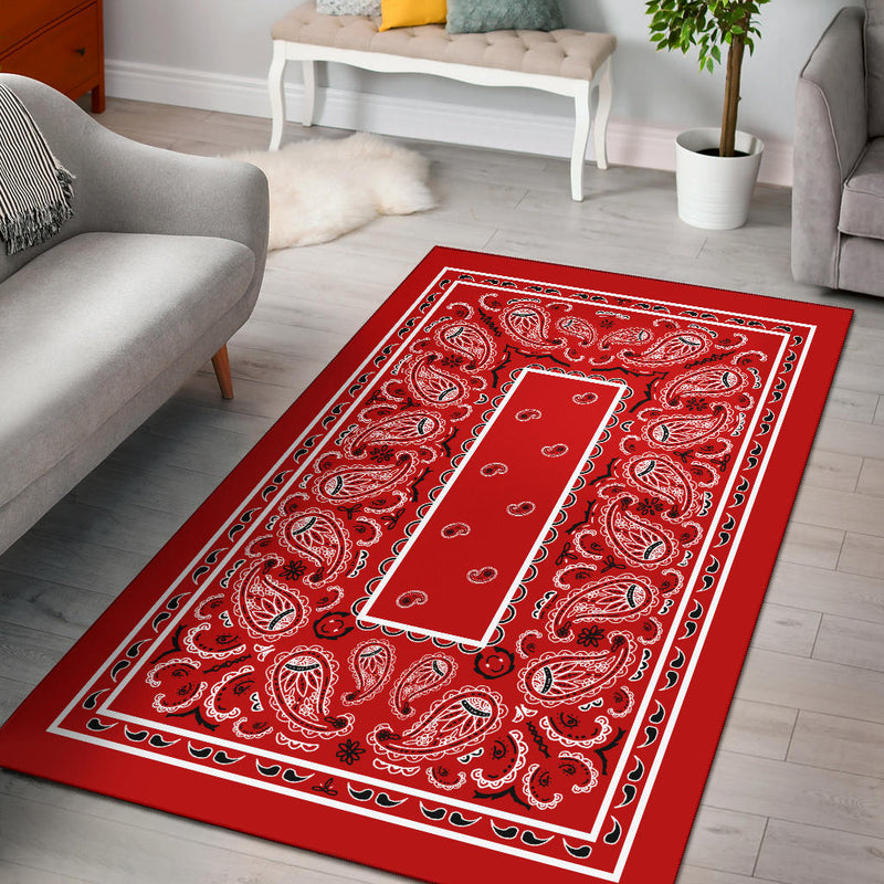 red bandana print throw rug
