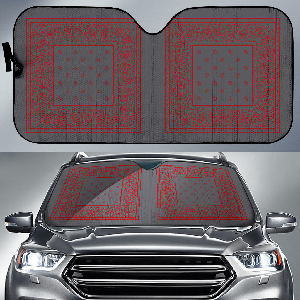 gray and red bandana retro window shade