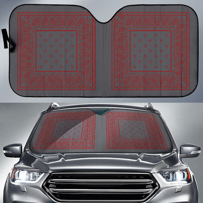 gray and red bandana retro window shade
