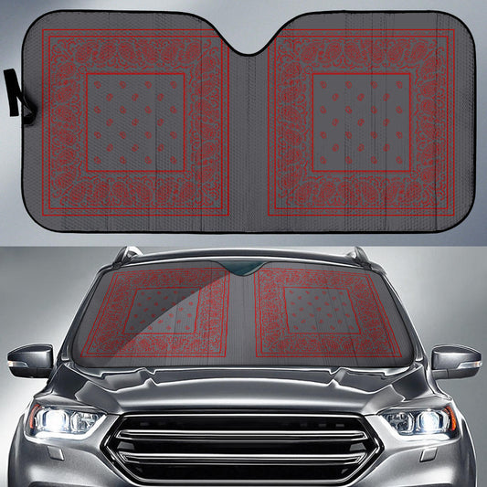 gray and red bandana retro window shade