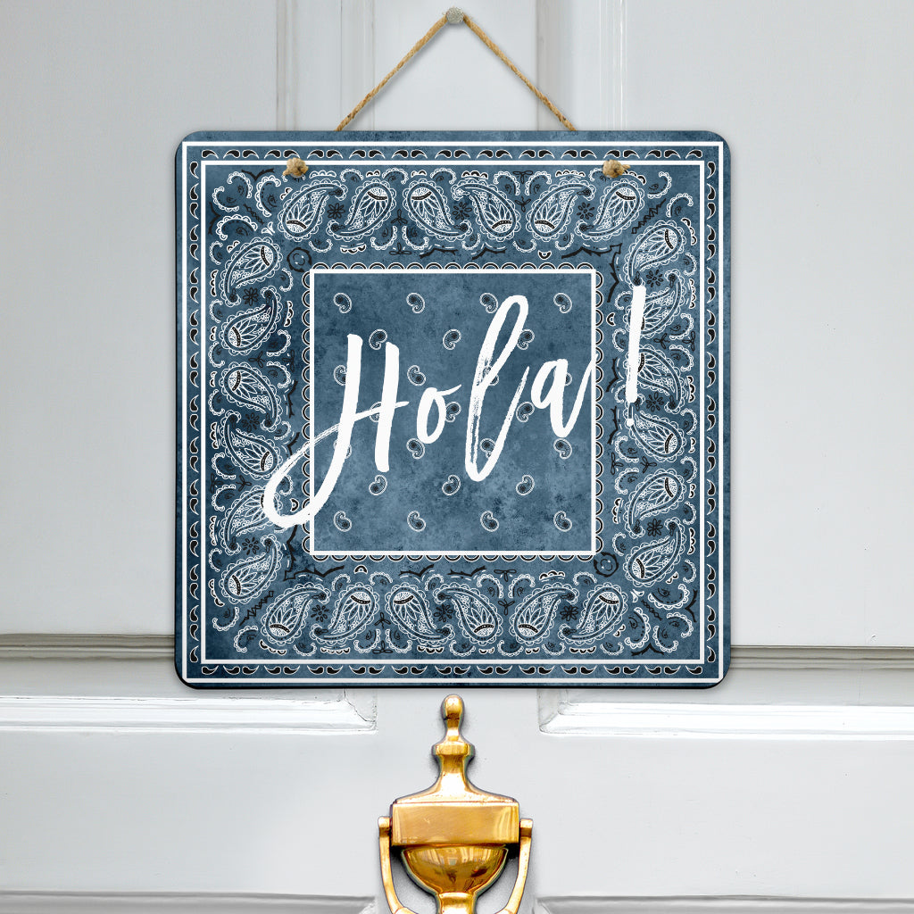 hola denim blue bandana sign