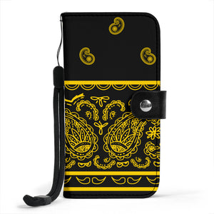 Black and Gold bandana print phone case wallets