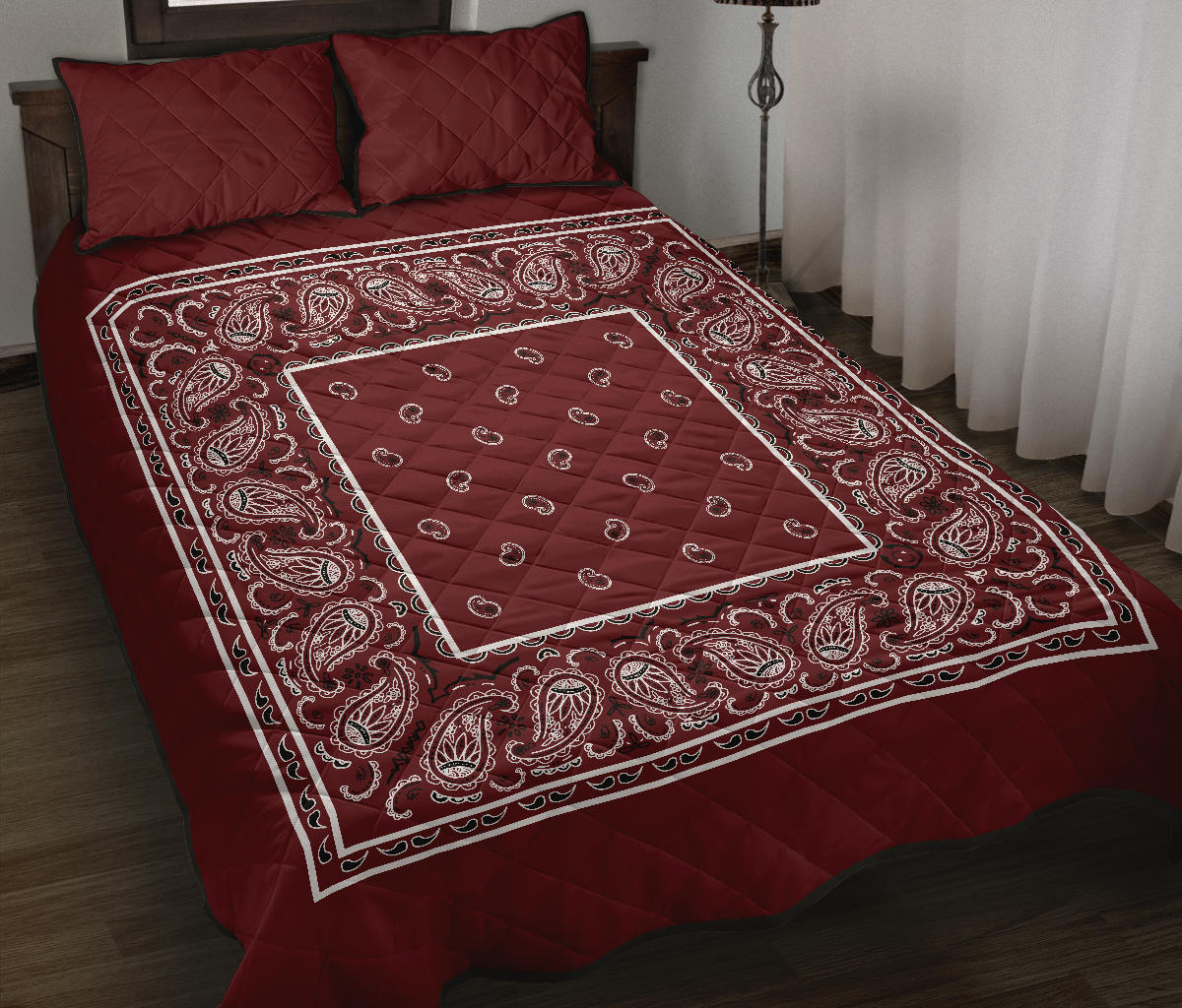 Quilt Set - Burgundy Bandana Quilts w/Shams