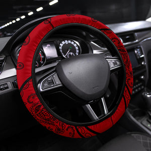 red and black bandana car steering wheel cover