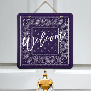Purple Bandana Door Welcome Sign