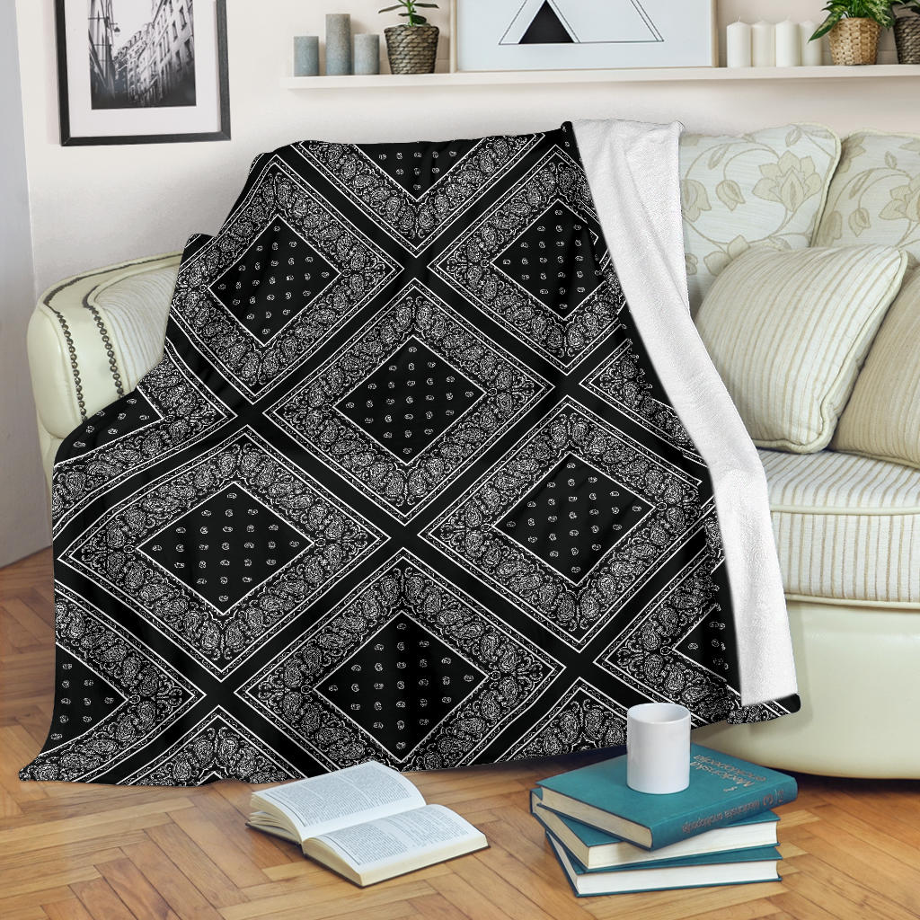 Black Bandana Patch Throw Blanket