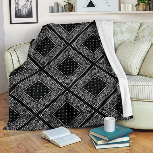 Black Bandana Patch Throw Blanket