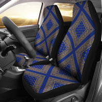 blue and gold bandana cars show seat covers