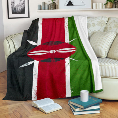 Kenya Flag Fleece Throw Blanket