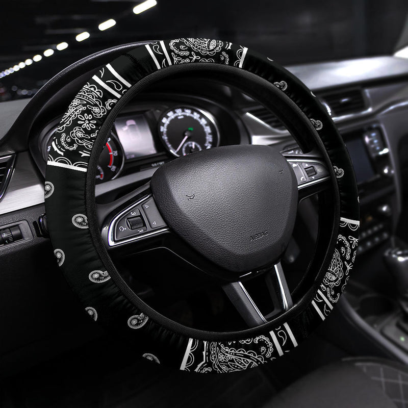 black bandana car steering wheel cover