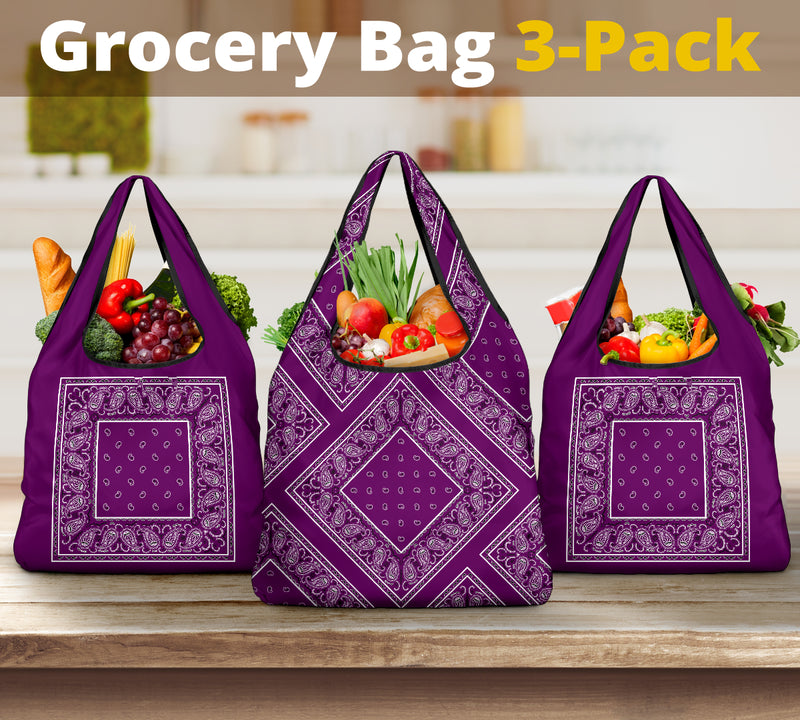 Wild Plum Bandana ReUsable Grocery Bag 3-Pack