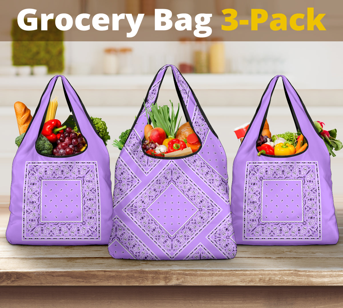 lilac bandana shopping bags