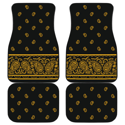 Quad Black Gold Bandana Car Mats - Fancy