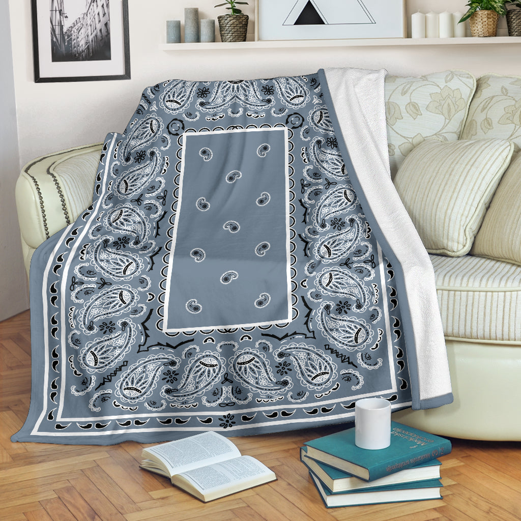 Slate Blue Bandana Throw Blanket