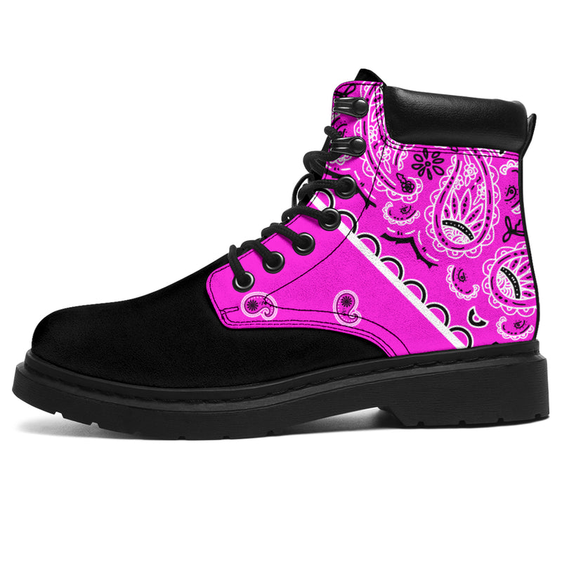 black and pink boots for women