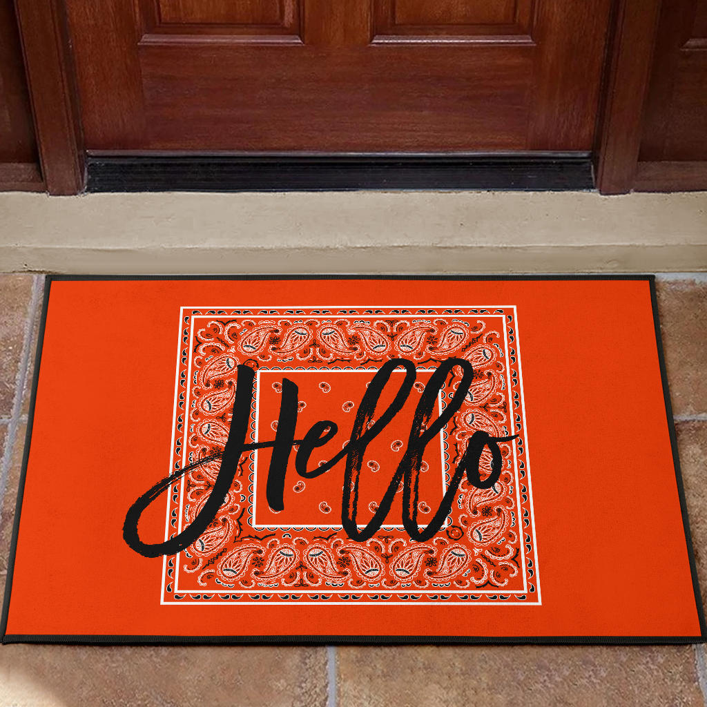 orange bandana welcome mat
