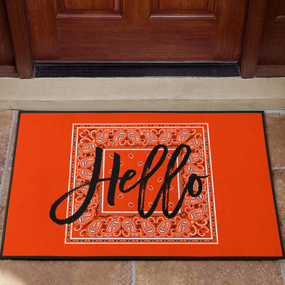 orange bandana welcome mat