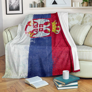 Serbian Flag Fleece Throw Blanket
