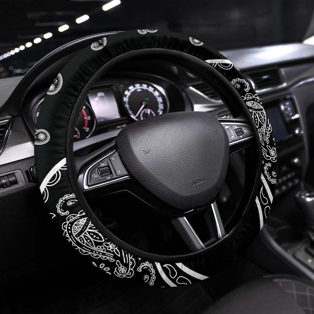 black bandana auto steering wheel cover