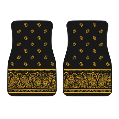 Dual Black Gold Bandana Car Mats - Fancy