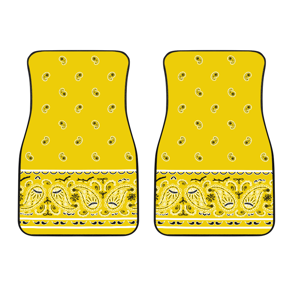 Dual Sunshine Yellow Bandana Car Mats - Fancy