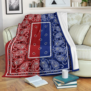 red and blue bandana throw blanket