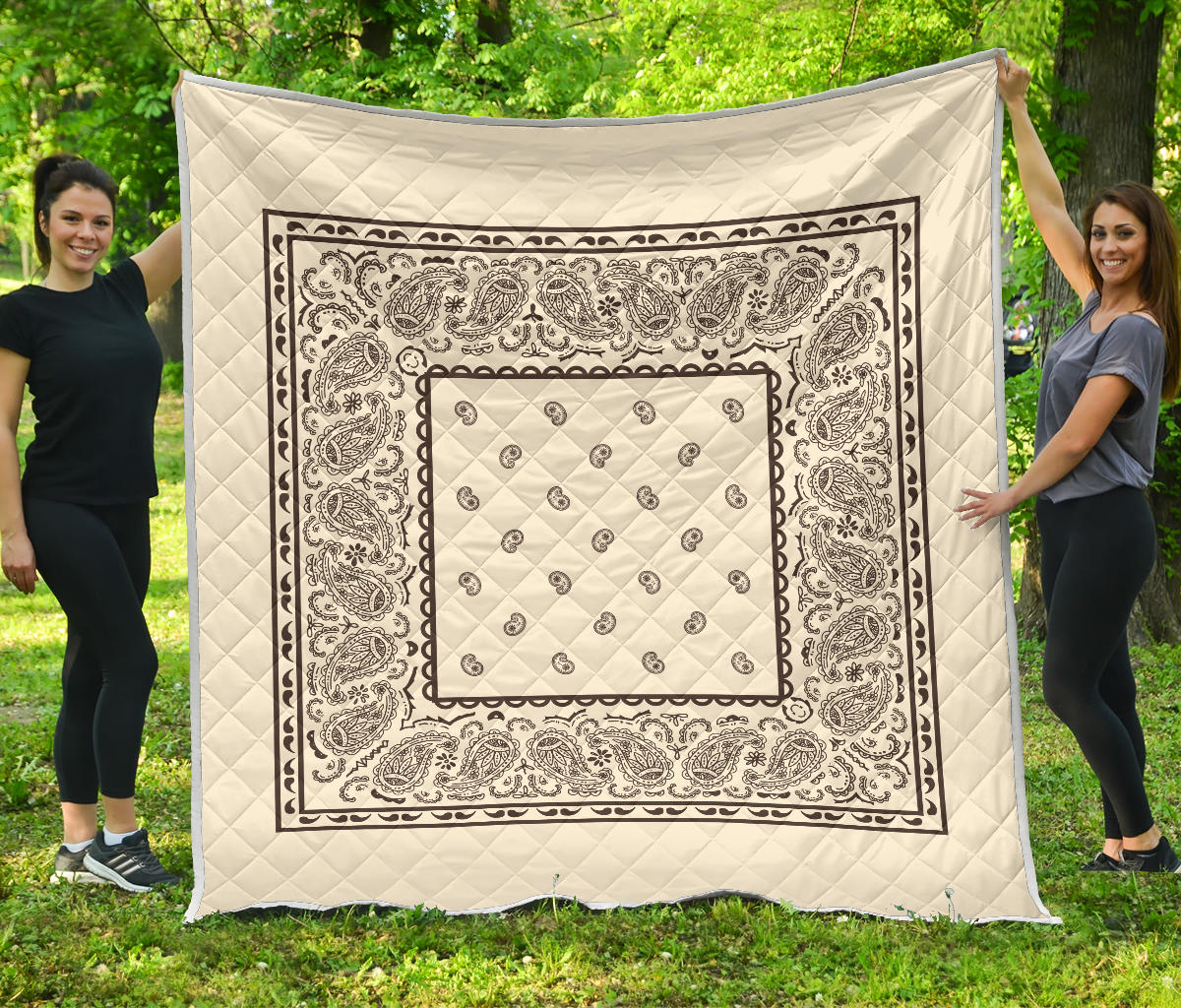 Cream and Brown Bandana Quilt
