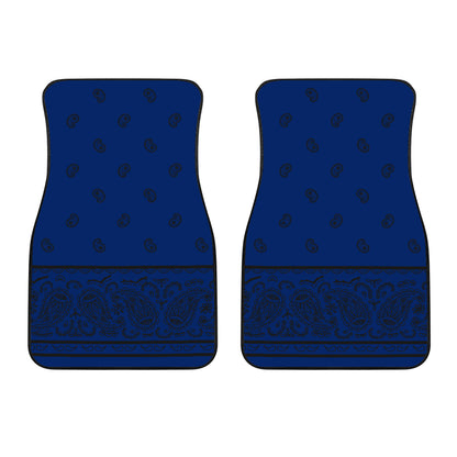 Dual Blue and Black Bandana Car Mats - Fancy