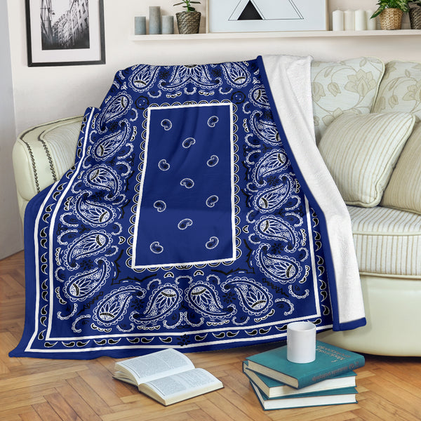 Royal Blue Bandana Fleece Throw Blanket The Bandana Blanket Company
