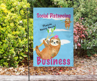 outdoor flag sign for social distancing