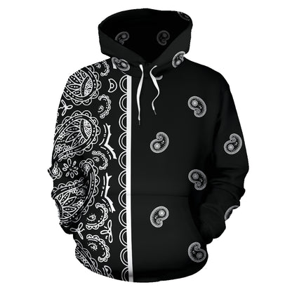 black bandana pullover hoodie front view