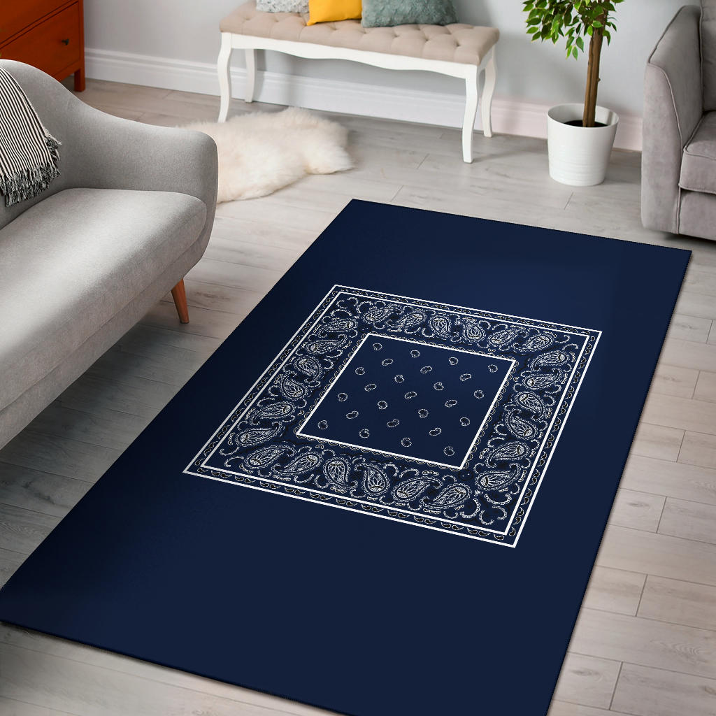 dark blue throw rug