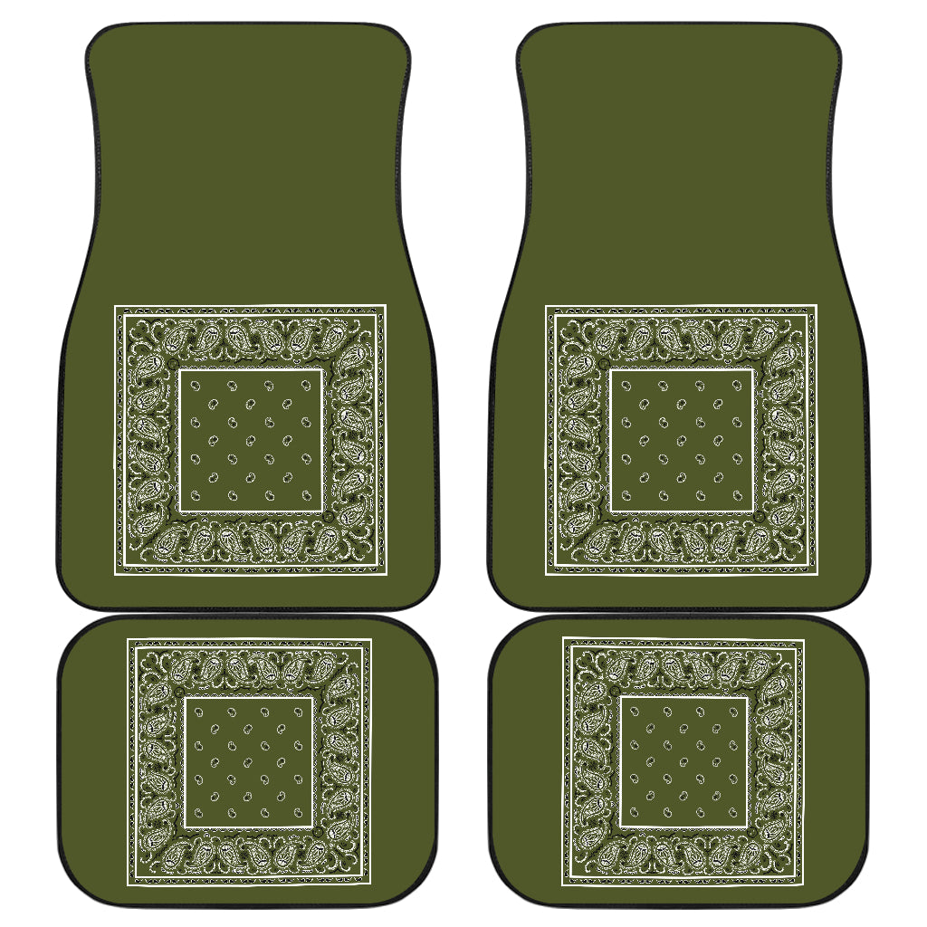 Quad Army Green Bandana Car Mats - Minimal